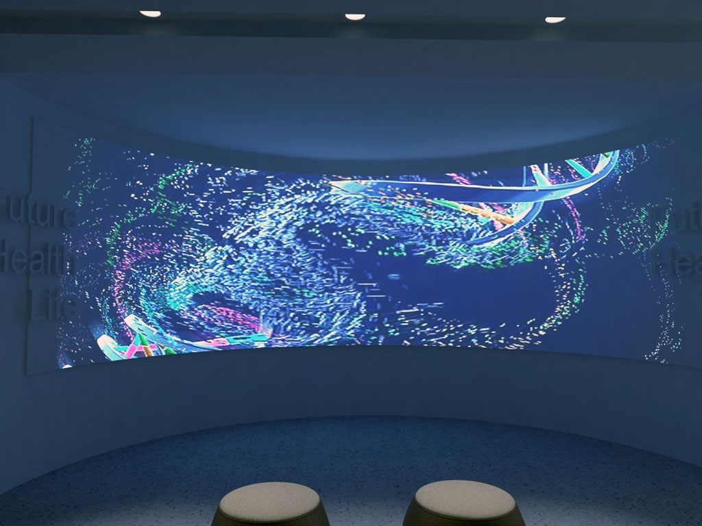 泓信生物企業(yè)數字展館設計效果圖-弧幕投影